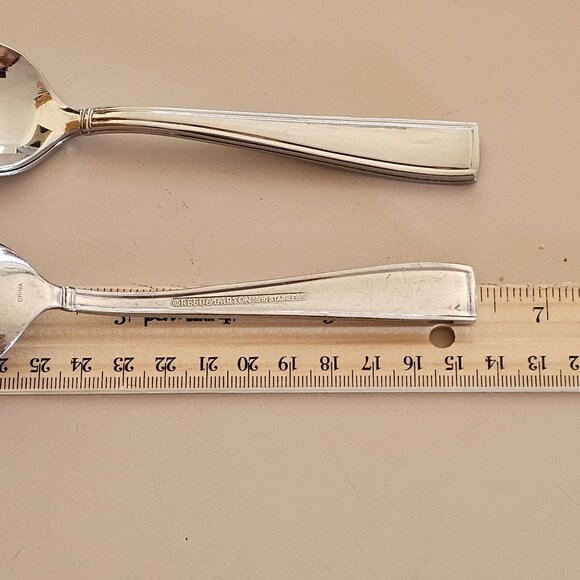 4 Reed Barton Benson Spoon 6" stainless vtg Outline Flat Tip minimalist retro r - Picture 9 of 11